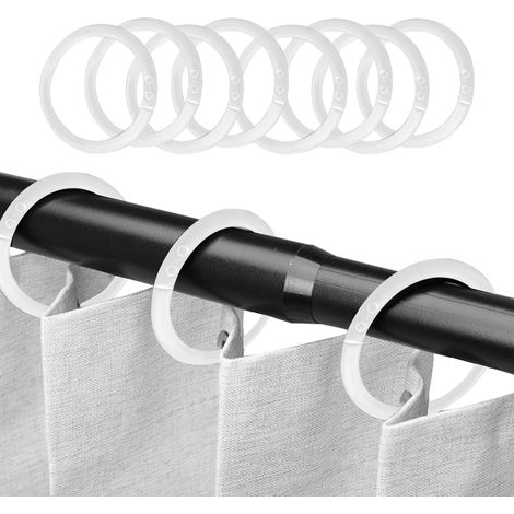 100 Duschvorhangringe – Kunststoffhaken – Offene O-form – Rostfrei, Leicht, Geräuschlos – Für Badezimmerfenster – Weiß – 4 X 0,5 Cm
