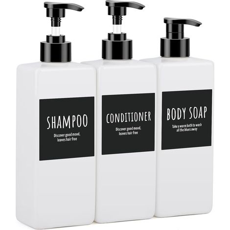 3-teiliger Duschgelspender – Kunststoff-pumpflasche – Behälter Für Shampoo Und Flüssigseife Für Bad Und Reisen – Weiß – 500 Ml