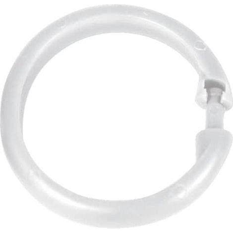 12 - Gardinenringe - Badezimmeraccessoire - Stabile Befestigung Für Dicke Stangen - Leicht Zu Öffnen - Weiß - 6 X 6 Cm