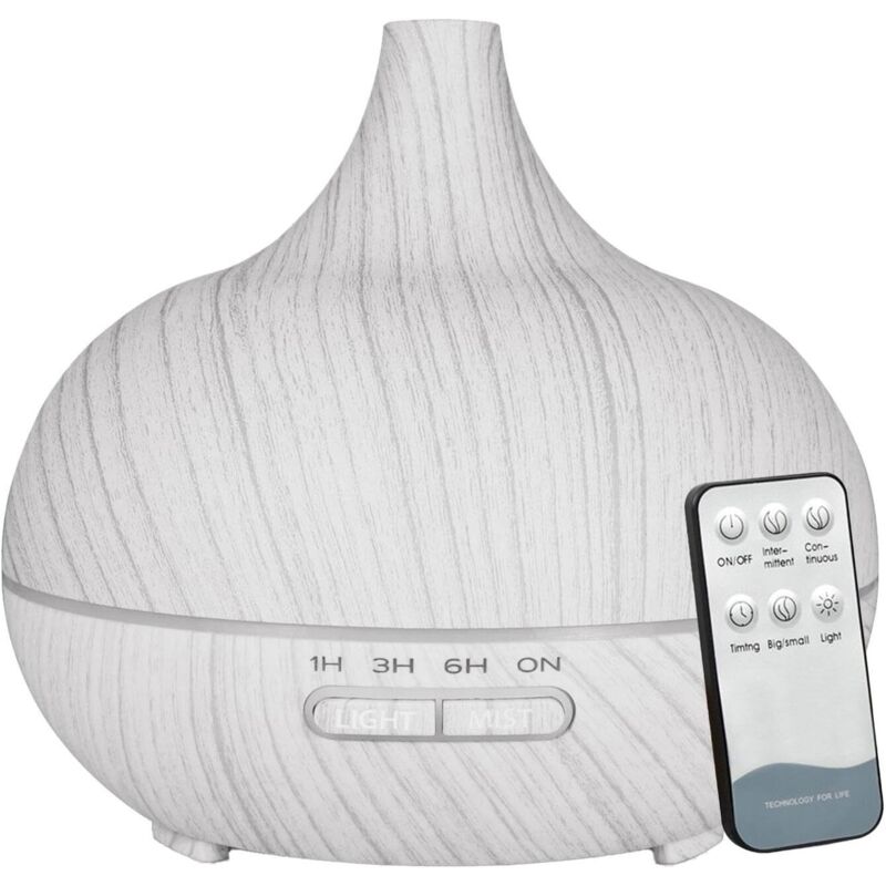 Luftbefeuchter, Aromatherapie-diffusor 550 Ml Mit Fernbedienung, Automatischer Abschaltung, Weiße Holzmaserung.