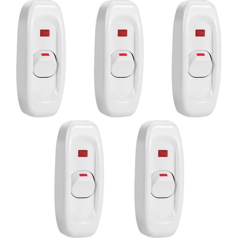 Inline-schalter, 5-draht Ac 250 V 10 A Durchgangsschalter Kabel Ein/aus-schalter Mit Led-anzeigelampe Für Nachttischlampe Tischleuchte Elektrokabel (weiß)