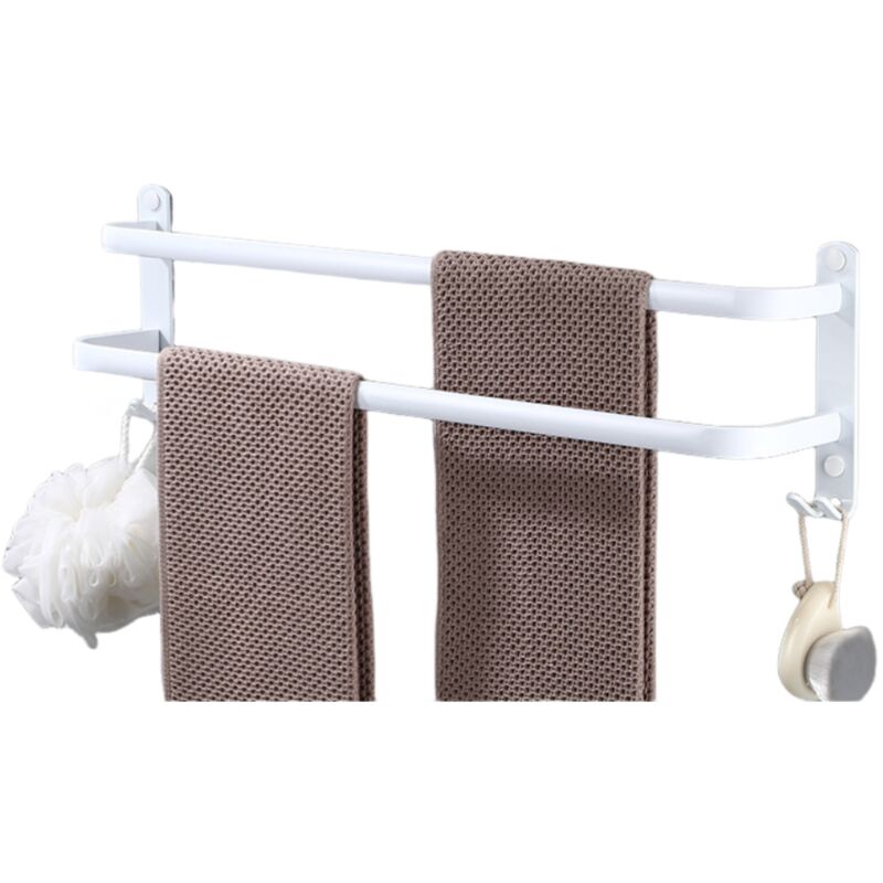 2-stöckiger, Wandmontierter Handtuchhalter Mit Haken Für Bad, Küche Und Duschraum (weiß, 30 Cm)
