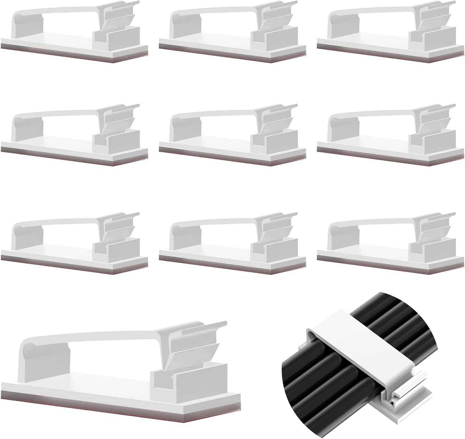 Packung Mit 10 Robusten, Weißen, Selbstklebenden Aufbewahrungsclips Für Fernseher, Pcs, Laptops, Ethernet-kabel, Zuhause Und Büro.