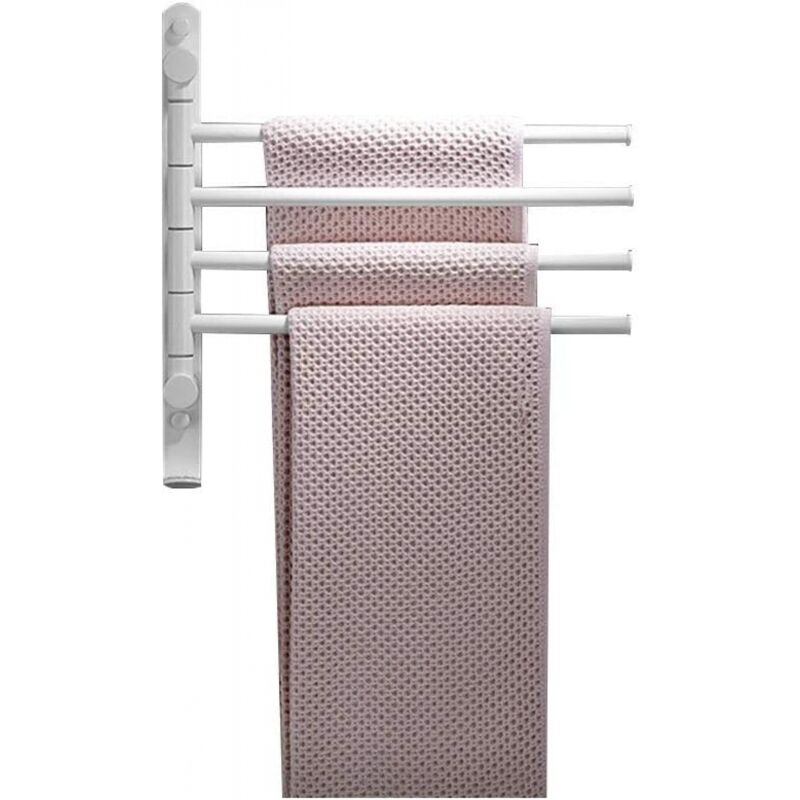 Handtuchhalter Fürs Badezimmer, Schwenkbare Handtuchstange, Vierarmiger Wandhandtuchhalter Mit Haken, Weiß