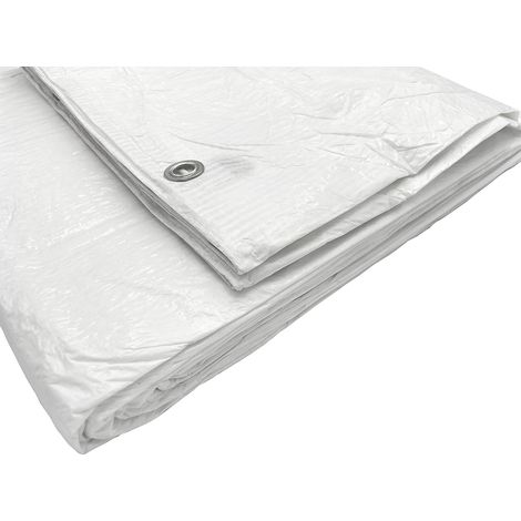 Wasserdichte Plane 55 G/m² Mit Metallösen - Multifunktionaler Schutz (3-teilig, 3 X 5 M, Weiß)