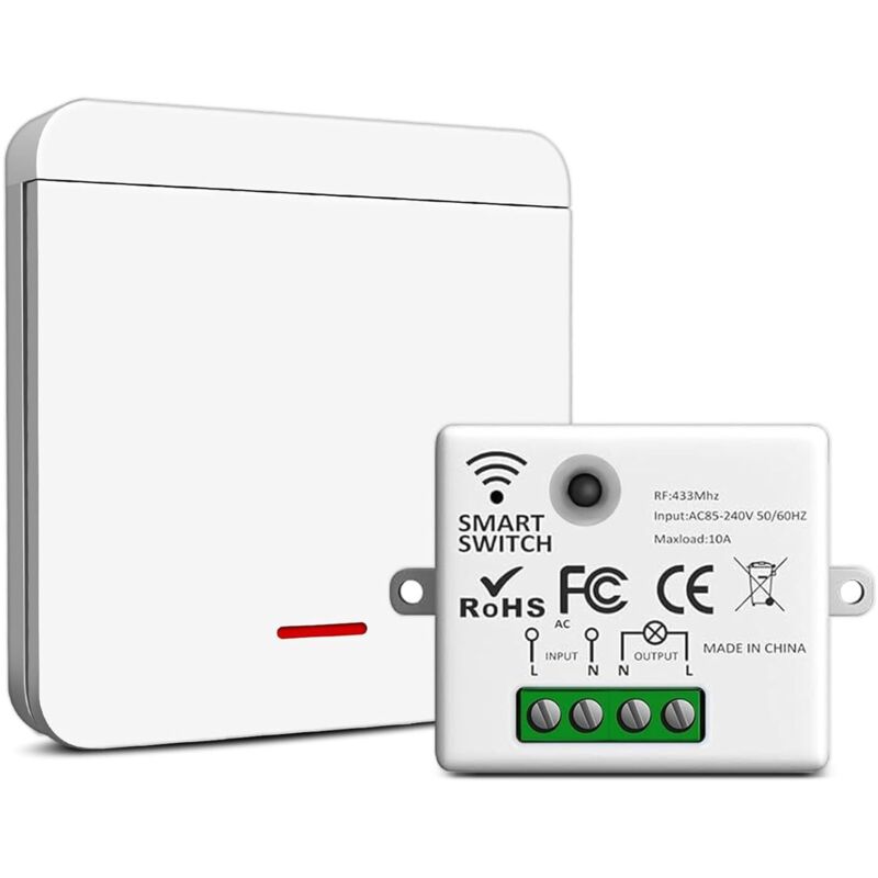 Funk-schalterset (230 V), Sicherheits-sender Und -empfänger, Wasserdichter Wandschalter Zum Schalten Von Lampen Bis 1500 W, Reichweite Bis Zu 200 M