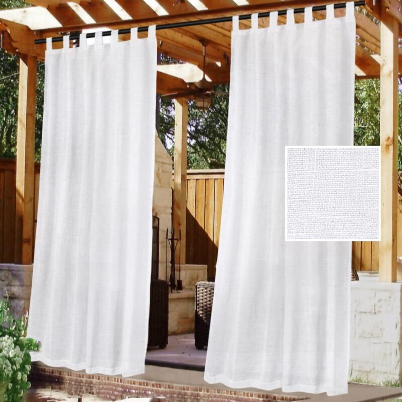 Set Mit 2 Wasserdichten Outdoor-vorhängen, H 240 X B 132 Cm – Klettverschluss, Uv-schutz, Geeignet Für Gartenhäuser, Terrassen Und Patios, Weiß