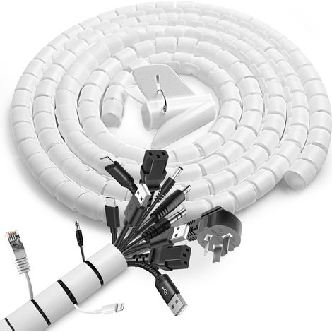 2er-pack Spiralkabelschutzschlauch, 22 Mm X 1,5 M Flexibel, Polyester-pe, Mit Führungsclip, Für Büro, Zuhause Und Auto