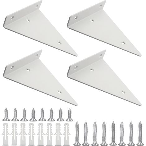 Regalhalterungen, 4er-pack, Weiße Dreieckige Schwebende Wandhalterungen Aus Robustem Schmiedeeisen, Geeignet Für Küchen-, Büro- Und Gartenregale (130×140).