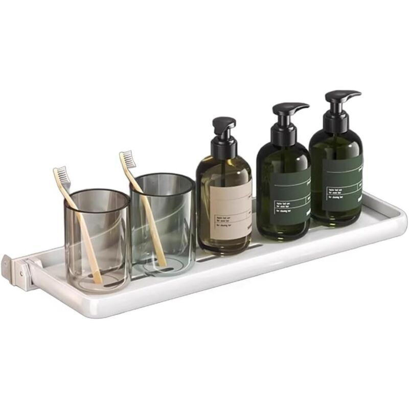Klappbares Wandregal Fürs Badezimmer, Ideal Für Bad, Küche Oder Wohnmobil, Weiß, 30 Cm