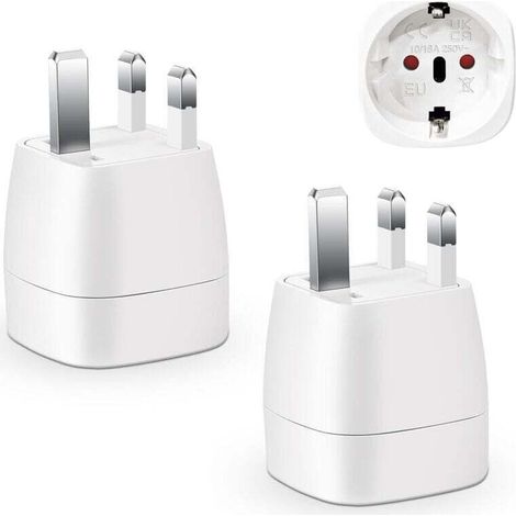 Ulisem 2-teiliger Uk-steckeradapter, Frankreich/europa Auf Großbritannien Reiseadapter, Französischer 2-pin Auf Gb 3-pin Für Irland, England, Schottland, Dubai, Typ G Adapter