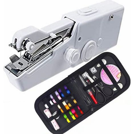 Eine Tragbare Mini-nähmaschine In Weiß, Eine Tragbare Elektrische Nähmaschine, Geeignet Für Anfänger Und Erwachsene, Schnell Und Bequem, Zum Nähen Von Hand Oder Auf Reisen (inkl. Zubehör).