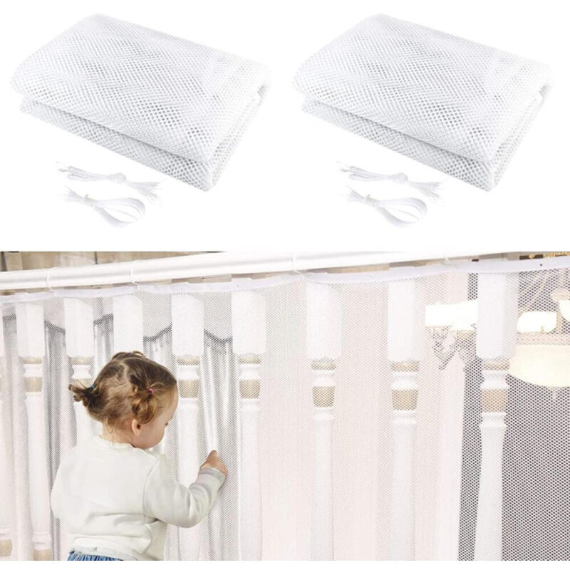 Treppenschutznetz, Balkonschutznetz, Schutznetz – Weiß – 79 Cm X 2 M – 2 Stück