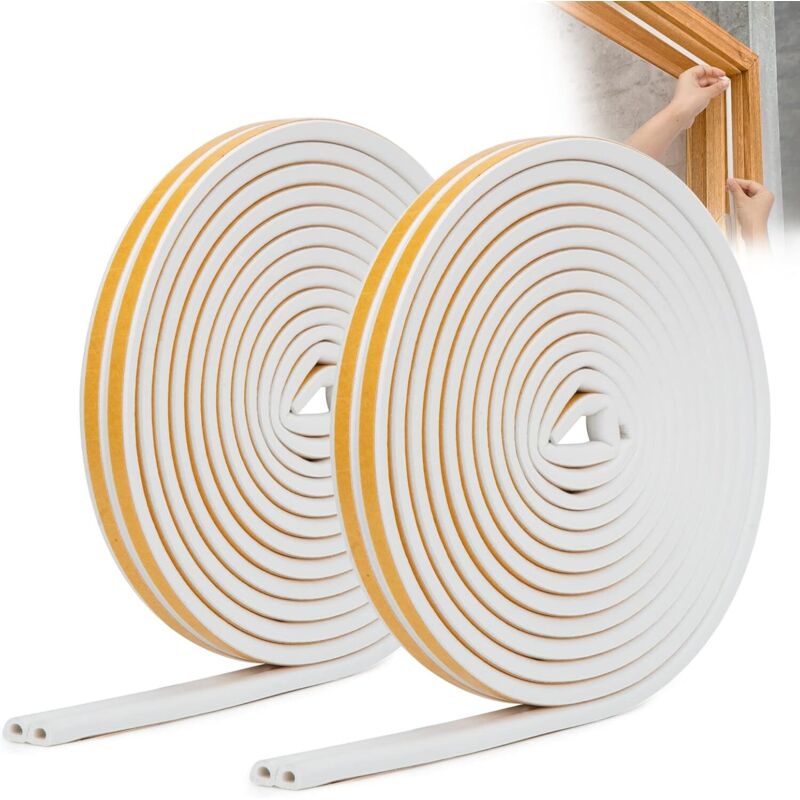 Dichtungsstreifen Für Türen Und Fenster, Selbstklebende Schaumstoffdichtungsstreifen, Wind- Und Schalldicht (weiß, 12 M X 2, Typ D)