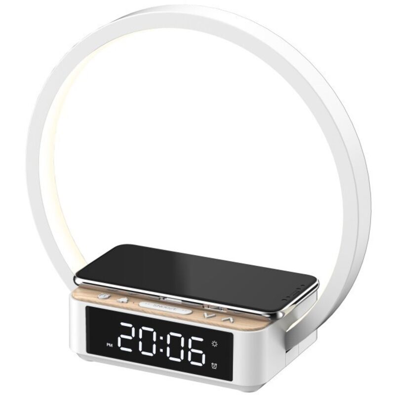 Leselampe, Schreibtischlampe Mit Kabelloser Ladefunktion, Touch-wecker, 10-watt-digital-nachttischlampe Mit Schallsensor.