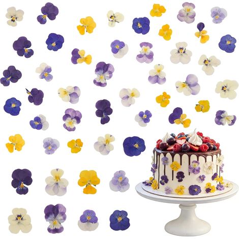 Natürlich Getrocknete, Dekorative Stiefmütterchenblüten, 40 Stück. Essbare Blüten Für Cocktails, Bastelarbeiten, Cupcake- Und Tortendekoration Sowie Kerzenherstellung.