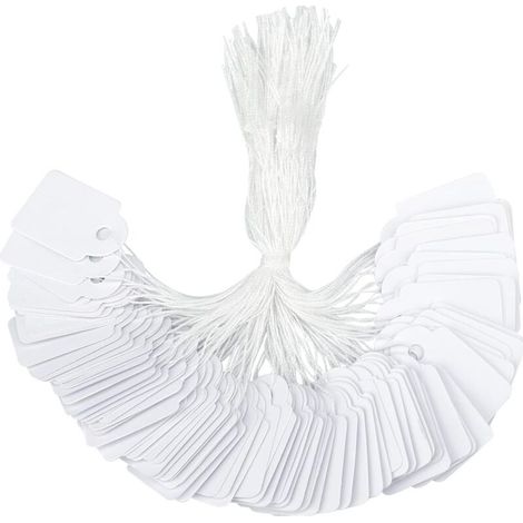 500 Stück Preisschilder, Markierungsetiketten Mit Schnur, Mini-etiketten (leer), Schmucketiketten Für Kleidung Und Schmuckprodukte – Weiß, 24 X 15 Mm