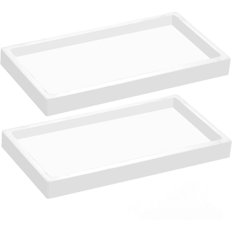 Rechteckiges Dekotablett, Badezimmertablett, Schminktischtablett, 20 X 10 Cm (weiß, 2 Stück)