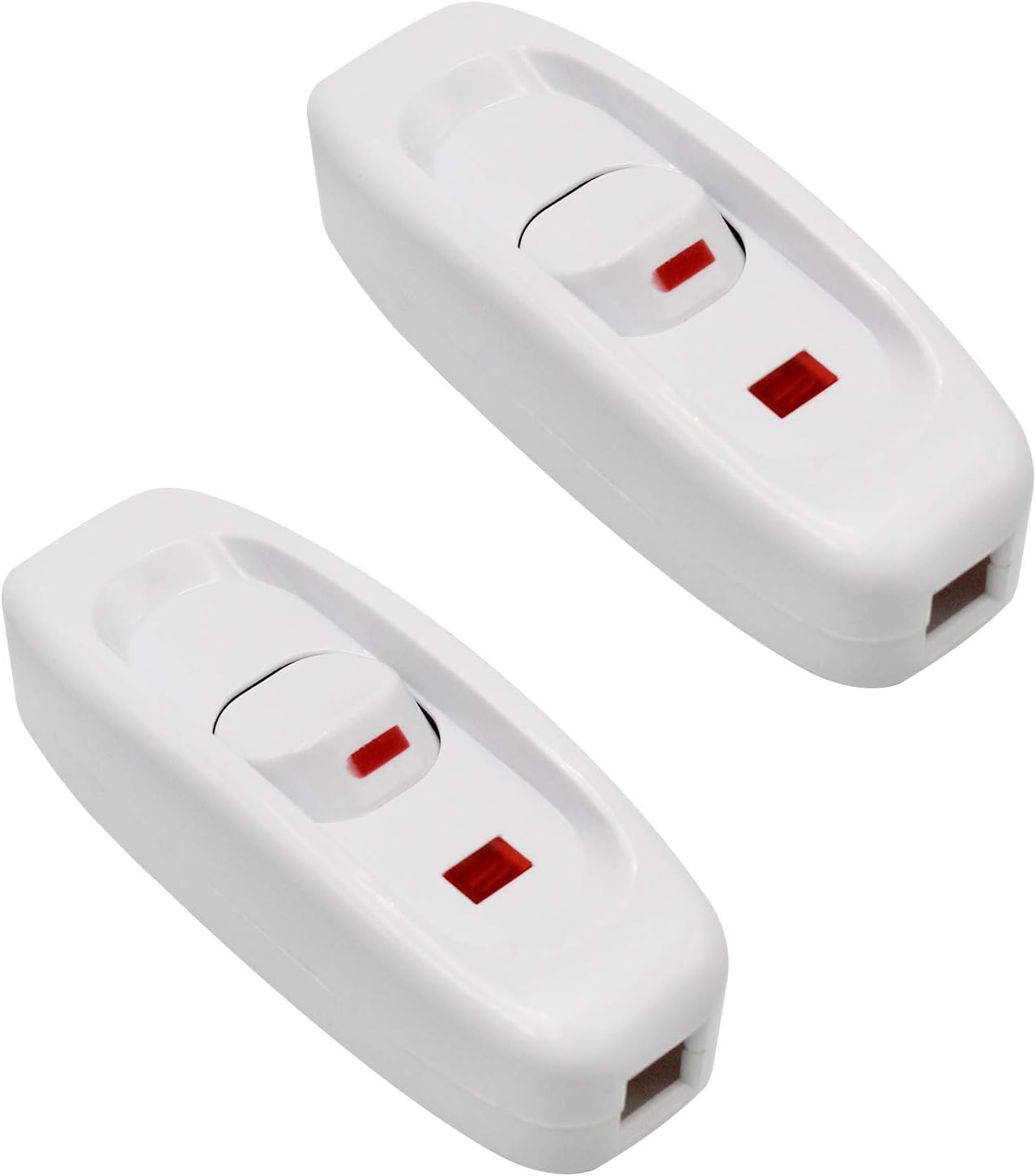 Zwei 250v Ac 10a Steck-kippschalter Mit Led-anzeigen, Geeignet Für Tischlampenkabel, Weiß.