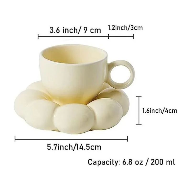 Kaffeetasse – Kreativ – Keramik – Gelb – Wolkenförmige Untertasse – Modernes Gelbes Design – Kaffeeset