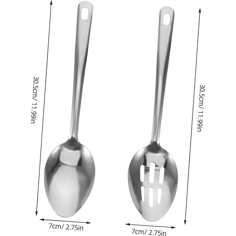 Set Aus 2 Küchenlöffeln, Perforierter Schöpfkelle, Edelstahl-küchenutensilien, Versilbert