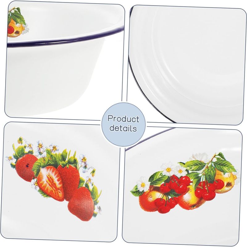 Set Aus 2 Retro-emailleschüsseln Für Suppe Und Reis, Mit Glatten Und Abgerundeten Kanten, Ohne Grate.
