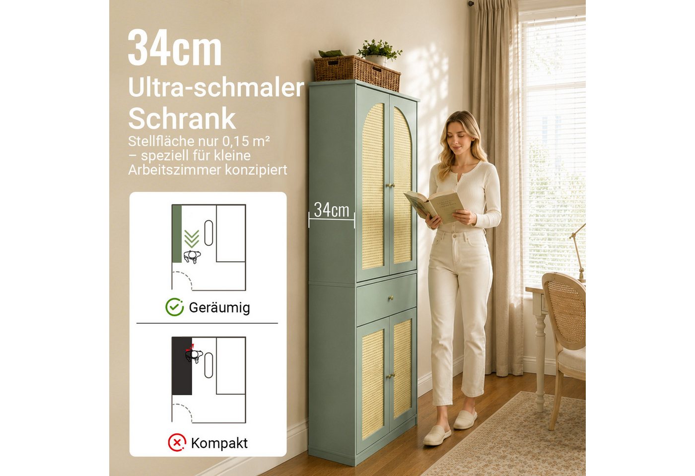 Sobuy Schuhschrank Grün Mit 1 Schublade Kleiderschrank Mit 4 Türen Und Hängestange Flurschrank Aus Mdf 70×34×180 Cm Tragkraft 83 Kg Fsb107-gr