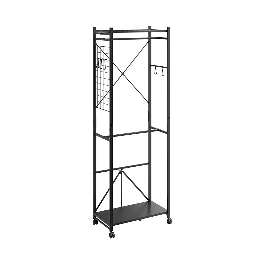 Sobuy Garderobenständer Schwarz Mit Rollen Kleiderständer Mit Haken Und Ablage Mobiler Kleiderhalter Aus Metall 60×32×175 Cm Tragkraft 40 Kg Kls21-sch