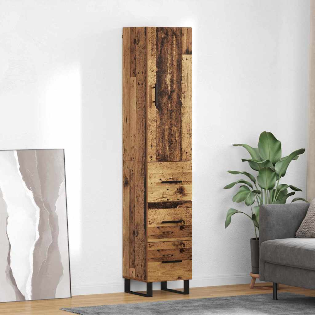 Vidaxl Haut Armoire Bois Ancien 34,5 X 34 X 180 Cm Bois D'Ingénierie