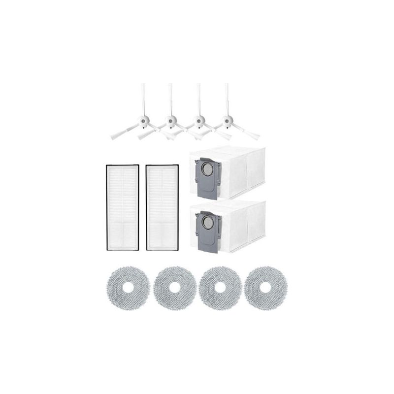12-teiliges Zubehörset Für Den Roborock Q Revo/p10 Saugroboter, Bestehend Aus 4 Tüchern, 2 Staubbeuteln, 4 Seitenbürsten Und 2 Filtern.