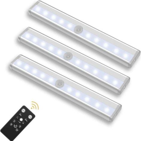 Set Mit 3 Kabellosen Led-leuchten Mit Fernbedienung – Für Schlafzimmer, Kleiderschränke, Vitrinen, Keine Verkabelung Erforderlich (weißes Licht)