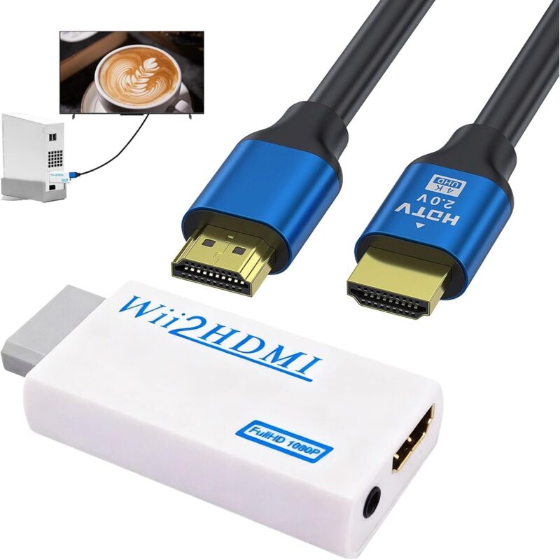 Wii Hdmi-adapter, Hd-adapter Mi W Ii, Wii 2hd Mi, Plug-&-play-adapter Für Fernseher, Projektoren Und Monitore, Perfekte Hdmi-qualität, 1080/720-auflösung