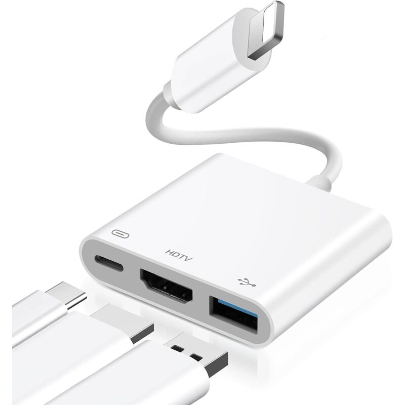 Otg-hdmi-adapter Für Iphone, 1080p Digital-av-hdmi-adapter Mit Usb-anschluss Und Ladebuchse, Kompatibel Mit Iphone 14, 13, 12, 11, Xs, Xrx, Rx, 876, Usb-stick Und Midi-keyboard.