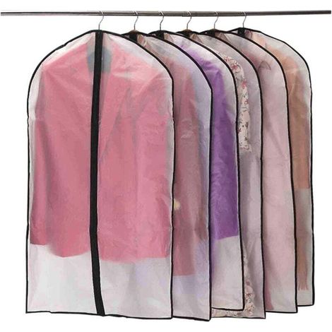 Kleidersäcke, Staubdicht, Wasserdicht, Mottenfest, Feuchtigkeitsabweisend, Halbtransparent, Mit Reißverschluss, Für Hemden, Anzüge/mäntel, 10er-packung, 60 X 100 Cm (schwarz)