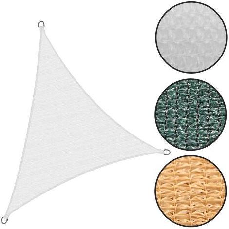 Voile D'Ombrage Triangulaire 5x5 M En Hdpe Beige Ackerman Avec Anneaux D’ancrage Et Corde Sonnenschutz Für Außen Résistante Aux Uv