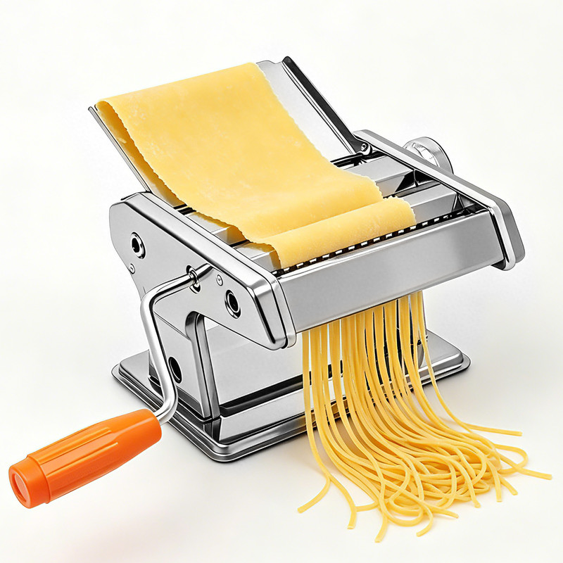 Nudelmaschine Manuell Fuer Spaghetti, Fettuccini, Lasagne, Nudelhersteller Mit 8 Einstellbaren Staerkeeinstellungen Und 2 Schneidern