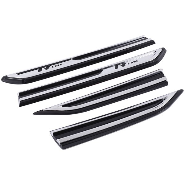 1 Paar Silber + Schwarz Abs Verchromte Zieraufkleber Für Die Seitenkotflügel Von Autos.