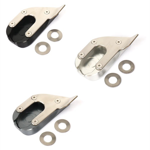 1 Set. Farbe: Silber. Material: Aluminiumlegierung. Motorrad-seitenständerpolster, Extra Großer Sitz, Motorradzubehör.