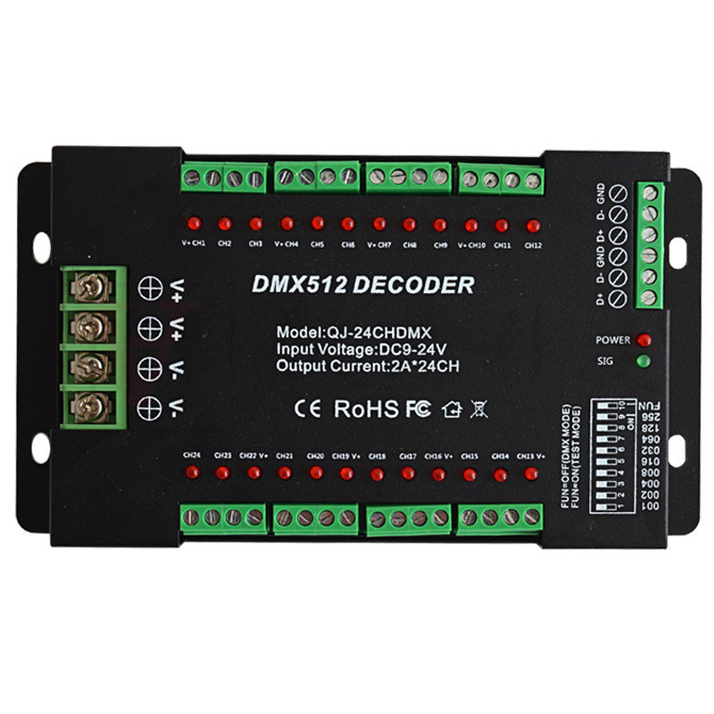 24-kanal-dmx512-decoder-controller, Rgb-led-streifenlicht-controller Mit Dip-schaltern