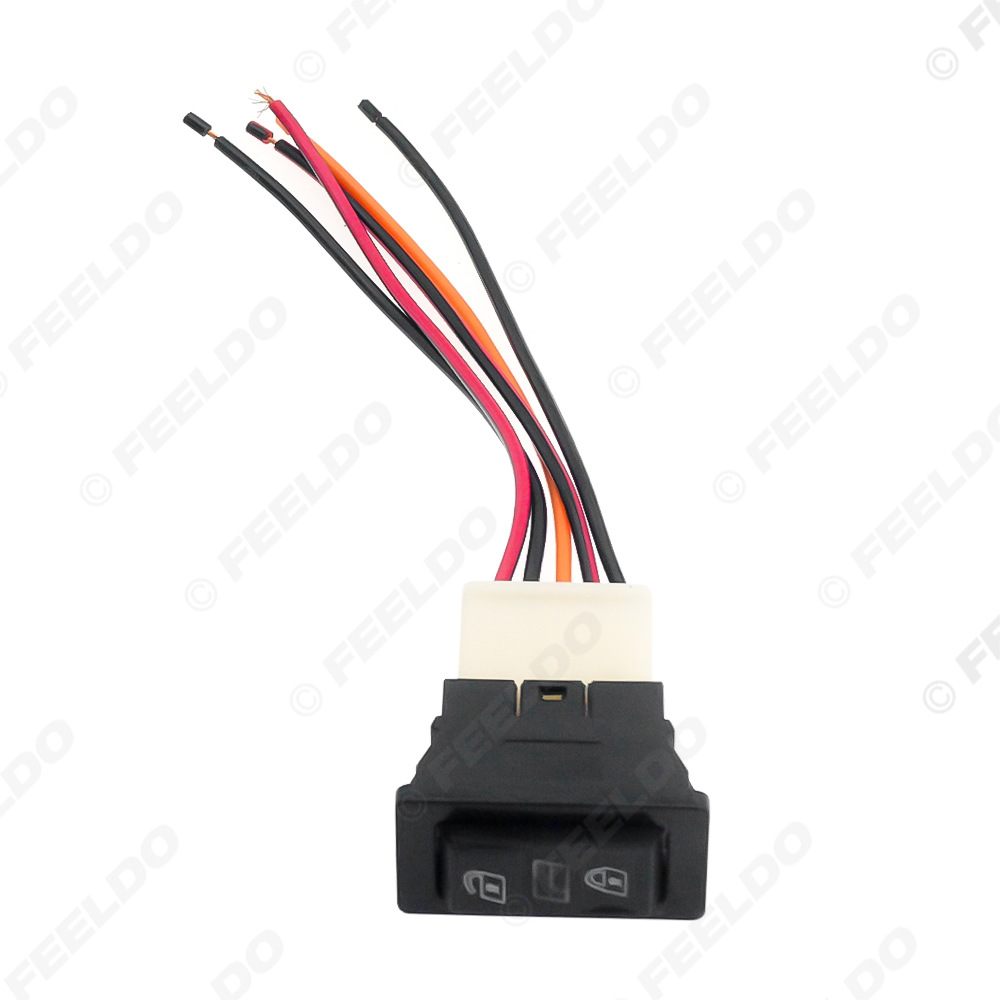 5-poliger 20-a-fensterheberschalter (12 V/24 V) + Adapterkabel. 5-poliger Fensterheberschalter Für Fahrzeuge Mit Verkabelung Und Roter Kontrollleuchte.