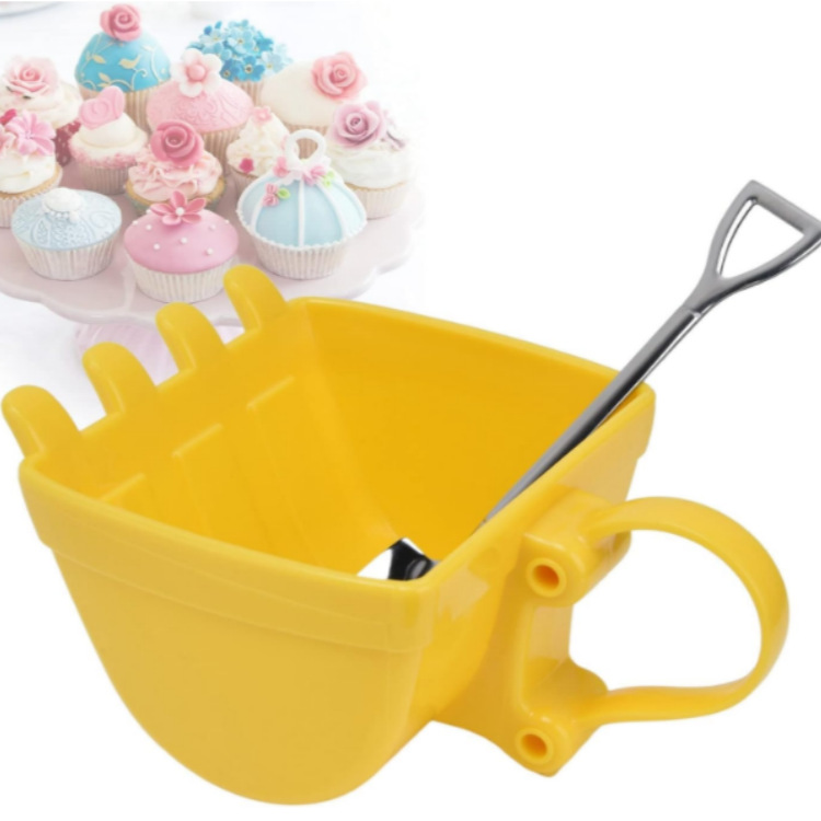 Eimerförmiger Becher Mit Integriertem Löffel Und Schöpflöffel, Origineller Teebecher, Latte-becher, Geburtstagsgeschenk, 330-ml-kaffeebecher