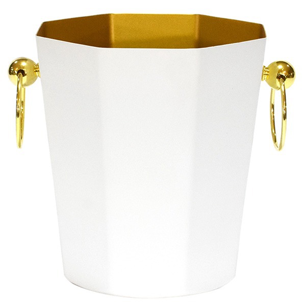 Ein Neuer Achteckiger Champagnerkühler Aus Weißem Und Goldenem Edelstahl, Ein Eisbehälter Aus Edelstahl Im Europäischen Stil, Ein Weinkühler Für Den Heimgebrauch.