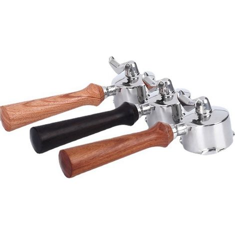Eine De'longhi Kaffeemaschine Mit Zwei Ausläufen Aus Edelstahl Und Einem Griff Aus Holz Und Edelstahl, Wie Abgebildet.