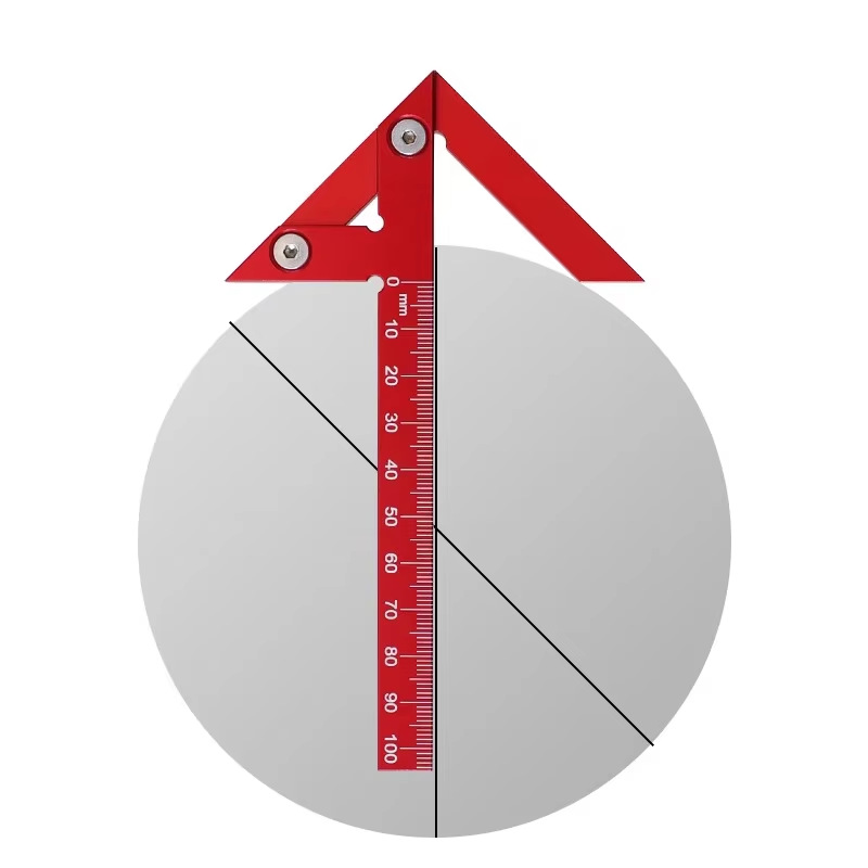 Graduiertes Lineal, Metrisch 10 Cm, Lineal Aus Aluminiumlegierung, Linienmarkierung, Mittelpunktkreis, Rechter Winkel, Mittellinie, Senkrechte Linie, Winkelmessung.