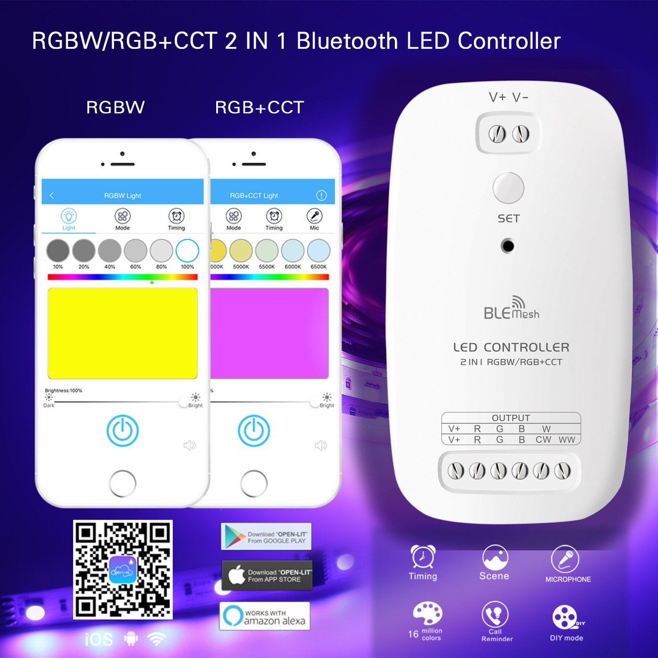 Intelligenter Bluetooth-led-controller, Leistungsstarkes Bluetooth Mesh, 5-in-1 Rgbw Mit Konstanter Spannung, Kundenspezifische Originalform
