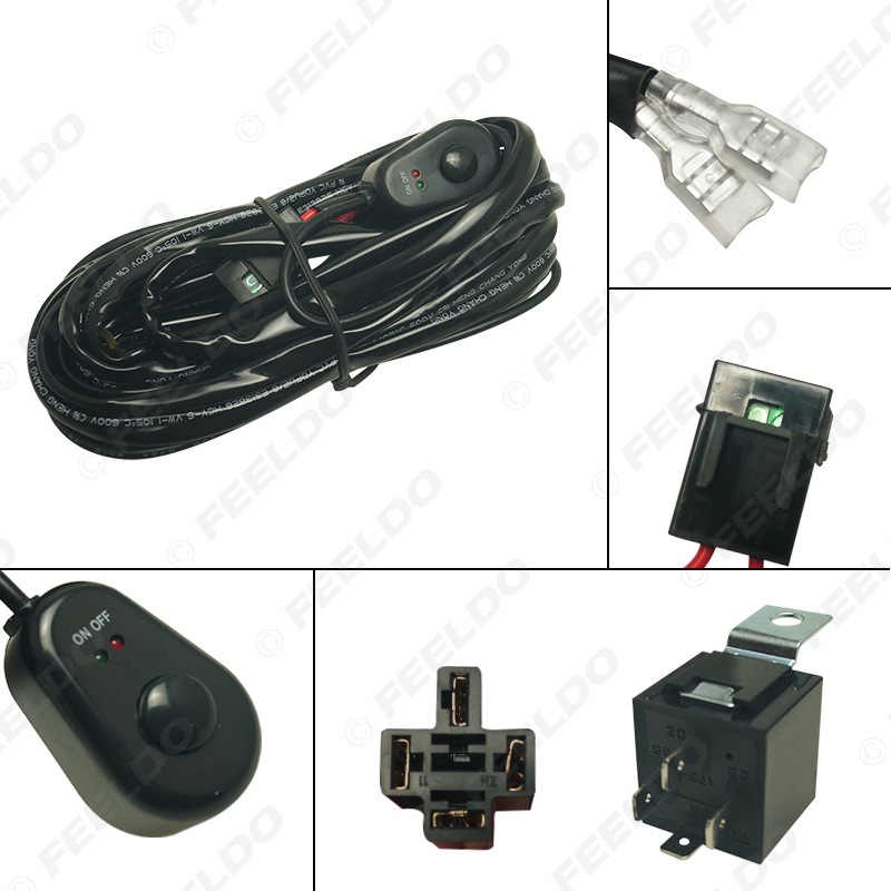 Kabelbaum Für 12v/24v-kfz-scheinwerfer, 1:1-federkabelbaum, 3-meter-led-streifenkabelbaum, Schalter, Relais