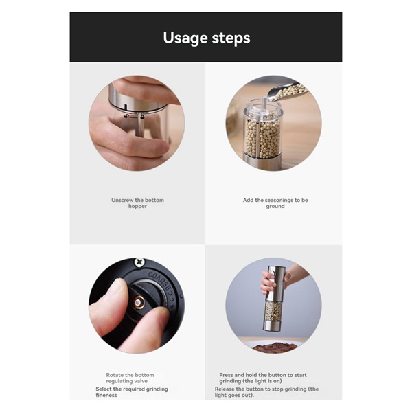 Losdetails: 1 Stück Farbe: Siehe Abbildung Material: Edelstahl Usb-wiederaufladbarer Automatischer Salz- Und Pfefferstreuer