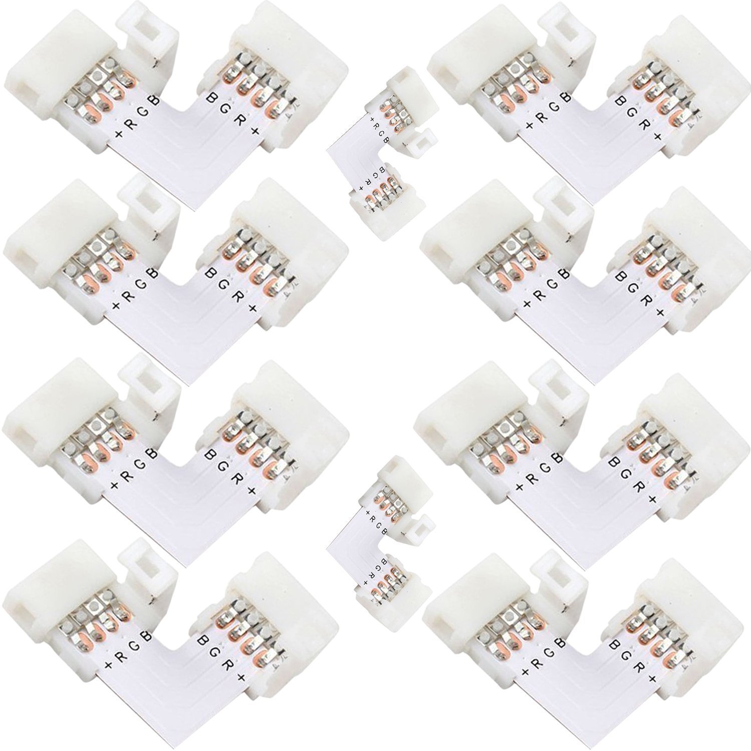 Rgb 5050 Led-streifen Mit L-förmiger Leiterplatte Und 4-poligem 10-mm-rgb-led-anschluss Ohne Lötverbindung.