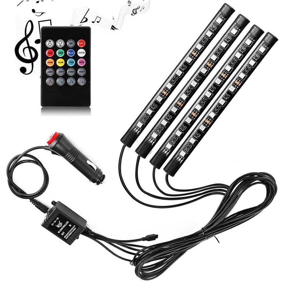 Siebenfarbige Led-ambientebeleuchtung Für Den Fahrzeuginnenraum Mit Sprachsteuerung, 1 Bis 4 5050 9smd-leds Für Die Fußraumbeleuchtung, Sehr Beliebt
