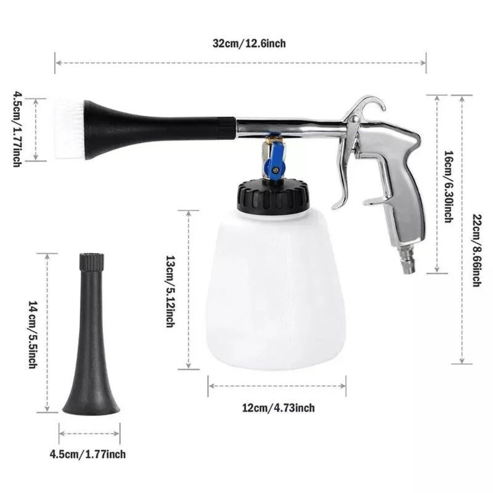 Tornado Trockenreinigungspistole Mit 1000-ml-weißflasche, Pneumatischem Staubgebläse, Handgebläse, Schaumpistole, Reinigungspistole